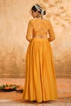 Shop_Blooming Threads_Yellow Lehenga Organza Hand Embroidered Floral Leaf Solid Sequin Set _at_Aza_Fashions