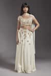 Buy_MAISOLOS_Ivory Blouse Net Hand Embroidered Floral Round Scattered Lehenga Set _at_Aza_Fashions