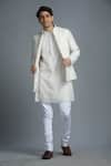 Shop_Char Chaand_Ivory Brocade Woven Geometric Bundi With Kurta _Online_at_Aza_Fashions