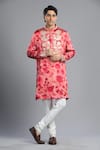 Buy_Char Chaand_Pink Satin Silk Printed Floral Kurta _at_Aza_Fashions