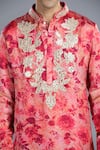 Buy_Char Chaand_Pink Satin Silk Printed Floral Kurta _Online_at_Aza_Fashions