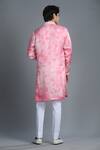 Shop_Char Chaand_Pink Silk Embroidery Tie Dye Mirrorwork Placement Kurta _at_Aza_Fashions