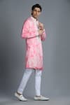 Buy_Char Chaand_Pink Silk Embroidery Tie Dye Mirrorwork Placement Kurta _Online_at_Aza_Fashions