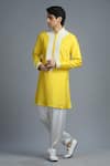 Buy_Char Chaand_Yellow Silk Embroidery Kiran Dori Placket Kurta _at_Aza_Fashions