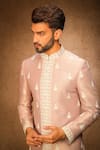 Shop_Char Chaand_Purple Silk Embroidery Dori Sherwani Set _Online_at_Aza_Fashions