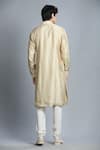 Shop_Char Chaand_Beige Linen Satin Embroidery Thread Floral Vine Sherwani Set _at_Aza_Fashions