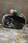 Buy_ADWITA BAGS & JEWELS_Black Marble Effect Clutch _at_Aza_Fashions