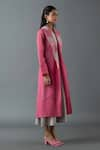 Buy_Oja_Pink Japanese Quash Embroidery Sequins Lapel Collar Hand Jacket With Dress _Online_at_Aza_Fashions