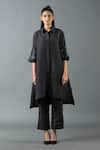 Buy_Oja_Black Japanese Quash Embroidery Sequin Placement A-line Tunic With Pant _at_Aza_Fashions