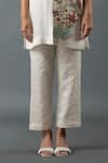 Shop_Oja_Ivory Shrim Linen Embroidered Thread Shirt Collar Blossom Bead Tunic With Pant _Online_at_Aza_Fashions