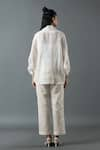 Shop_Oja_Ivory Shrim Linen Embroidered Thread Shirt Collar Floral Bead With Pant _at_Aza_Fashions