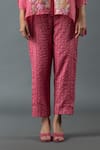 Shop_Oja_Pink Shrim Linen Embroidered Thread Shirt Collar Floral High-low With Pant _Online_at_Aza_Fashions