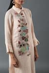 Buy_Oja_Pink Shrim Linen Embroidered Thread Shirt Collar Bead Tunic With Pant _Online_at_Aza_Fashions