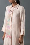 Buy_Oja_Pink Shrim Linen Embroidered Thread Shirt Collar Floral Tunic With Pant _Online_at_Aza_Fashions