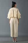 Shop_Oja_Ivory Japanese Quash Embroidered Thread Jacket Round Tiered Ruffle Pant Set _at_Aza_Fashions