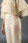 Buy_Oja_Ivory Japanese Quash Embroidered Thread Jacket Round Tiered Ruffle Pant Set _Online_at_Aza_Fashions