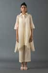 Buy_Oja_Ivory Japanese Quash Embroidered Thread Tunic Placement High-low With Pant _at_Aza_Fashions