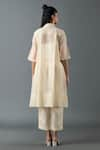 Shop_Oja_Ivory Japanese Quash Embroidered Thread Tunic Placement High-low With Pant _at_Aza_Fashions