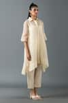 Oja_Ivory Japanese Quash Embroidered Thread Tunic Placement High-low With Pant _Online_at_Aza_Fashions