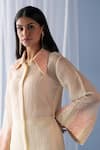 Oja_Ivory Japanese Quash Embroidered Thread Tunic Shirt Placed High-low With Pant _Online_at_Aza_Fashions