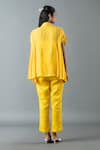 Shop_Oja_Yellow Shrim Linen Embroidery Thread Collar Floral Shirt And Pant Set _at_Aza_Fashions