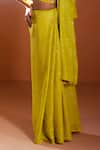 Buy_Oja_Yellow Shrim Linen Embroidery Mirror V Neck Sequin Woven Saree With Blouse _Online_at_Aza_Fashions