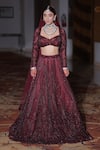 Buy_mehar_Maroon Soft Net Embroidered Stone Sweetheart And Sequin Lehenga Set _at_Aza_Fashions