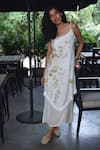 Jasmine Bains_Ivory Mulberry Silk Printed Foliage Round Asymmetric Dress _Online_at_Aza_Fashions