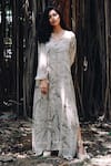 Jasmine Bains_Ivory Mulberry Silk Printed Eucalyptus Notched V Maxi Dress _Online_at_Aza_Fashions