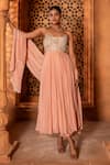 Buy_Enamour By Radha_Pink Crape Silk Embroidered Sequin Scoop Floral Anarkali Pant Set _at_Aza_Fashions