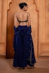 Shop_Enamour By Radha_Blue Velvet Embroidered Sequin Scoop Zardozi Bustier Sharara Set _at_Aza_Fashions