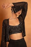 Buy_Enamour By Radha_Black Crape Embroidered Sequin Scoop Glass Beads Jacket With Sharara Set _Online_at_Aza_Fashions