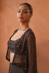 Shop_Enamour By Radha_Black Crape Embroidered Sequin Scoop Glass Beads Jacket With Sharara Set _Online_at_Aza_Fashions