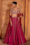 Buy_Enamour By Radha_Pink Upada Silk Embroidered Sequin Sweetheart Zardozi Lehenga Set _at_Aza_Fashions