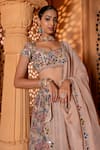 Shop_Enamour By Radha_Multi Color Upada Silk Embroidered Resham Scoop Floral Garden Print Lehenga Set _Online_at_Aza_Fashions