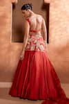 Shop_Enamour By Radha_Orange Upada Silk Embroidery Floral Leaf Zari Mermaid Lehenga Set _at_Aza_Fashions