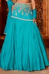 Buy_Enamour By Radha_Blue Organza Embroidery Floral V-neck Zari Fish Cut Lehenga Set _Online_at_Aza_Fashions