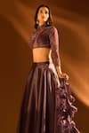 Buy_PAC FASHION CLOTHING_Purple Lehenga And Dupatta Satin Organza Embroidered Sequin High Blouse & Set _Online