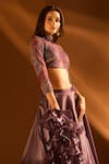 PAC FASHION CLOTHING_Purple Lehenga And Dupatta Satin Organza Embroidered Sequin High Blouse & Set 