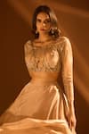 Buy_Samyukta Singhania_Off White Lehenga Satin Organza Embroidered Sequin Sweetheart Circular Set 