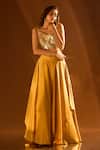 Buy_PAC FASHION CLOTHING_Yellow Lehenga Milano Satin Embroidered Acrylic Sweetheart Blouse And Set 