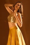 PAC FASHION CLOTHING_Yellow Lehenga Milano Satin Embroidered Acrylic Sweetheart Blouse And Set _Online