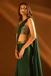 Shop_Samyukta Singhania_Green Lehenga Net Embroidered Cutdana Waistline Pre-draped Saree With Blouse _Online_at_Aza_Fashions