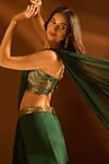 Samyukta Singhania_Green Lehenga Net Embroidered Cutdana Waistline Pre-draped Saree With Blouse _Online