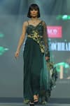 Buy_Archana Kochhar_Green Silk Dhoti Skirt Embellished Floral The Forest Draped Blouse With _at_Aza_Fashions