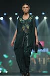 Shop_Archana Kochhar_Green Jacket Organza Embellished Abstract Jacket The Forest And Dhoti Pant Set _at_Aza_Fashions