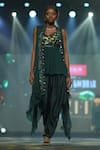 Buy_Archana Kochhar_Green Georgette Jacket And Tunic Embellished The Forest Sequin & Dhoti Pant Set _at_Aza_Fashions