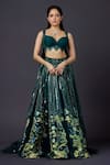 Buy_Archana Kochhar_Green Raw Silk Lehenga And Blouse Embellished Forest Sweetheart Neck The With _at_Aza_Fashions