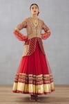 Buy_Torani_Red Lehenga Butterfly Net And Jacket Heavy Raw Silk Sindoori Jhilmil & Set _at_Aza_Fashions