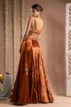 Shop_Ahi Clothing_Orange Velvet Embroidered Mirror Square Zari Slit Lehenga With Blouse _at_Aza_Fashions